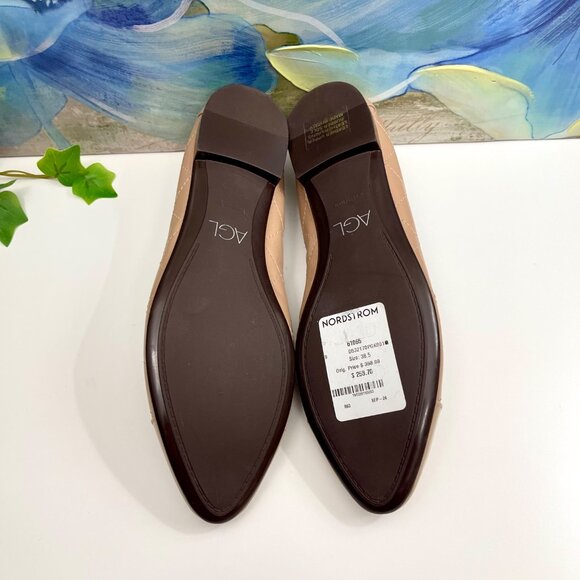 Agl Naomi Natural Quilted Cap Toe Ballet Flat Size 38.5 / US 8.5 - Picture 11 of 13